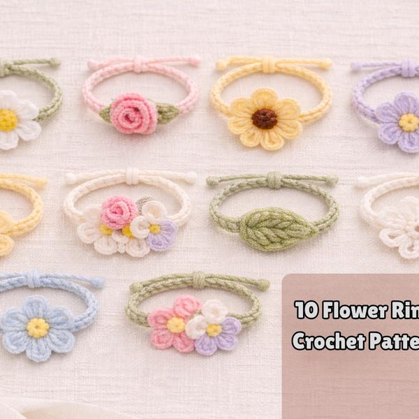 Crochet Ring - Crochet Sunflower, Crochet Ring Pattern, Crochet Flower Ring Pattern, Ring Crochet, Crochetpattern, Sunflower, Crochet PDF