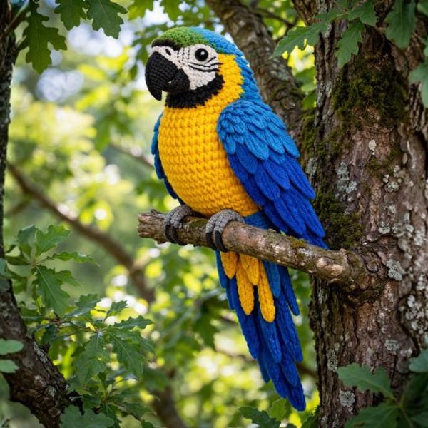Crochet Macaw Pattern: Realistic Amigurumi Parrot,Crochet Parrot, Crochet Bird (Digital multilingual PDF)