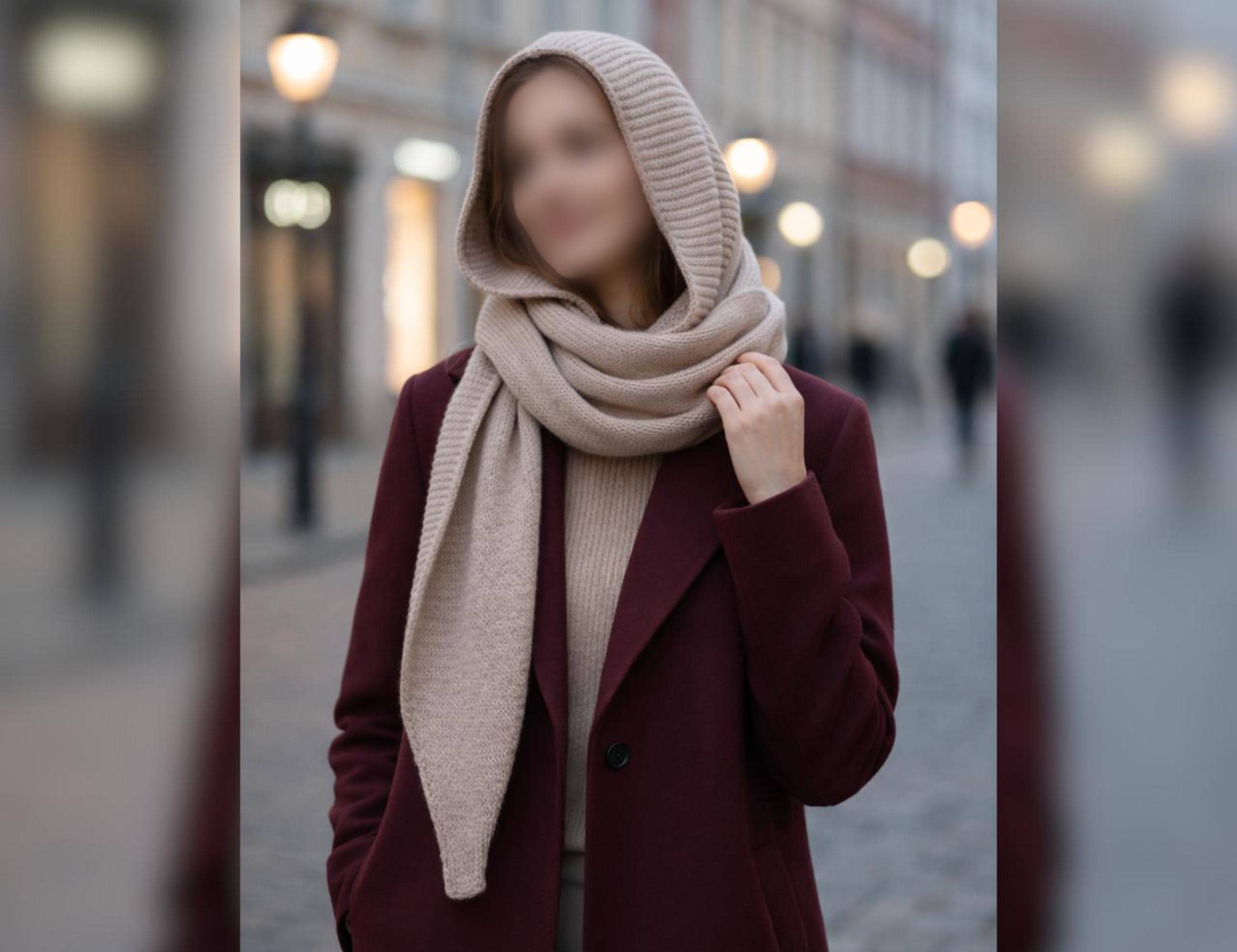 Sophie Hooded Scarf Knitting Pattern – Easy Knit, Beginner