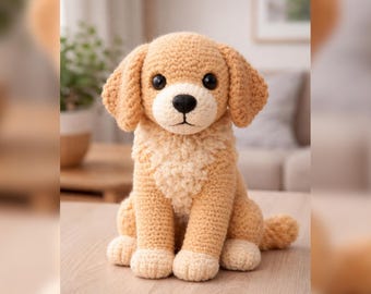 Golden Retriever - Golden Retriever Häkeln, Amigurumi Hund, Häkelanleitung für Hunde, Golden Retriever Welpe, Hundemuster, süßes Häkelmuster