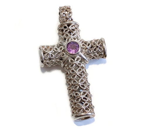 Sterling amethyst Renaissance cross