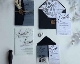 Conjunto de invitaciones de boda de acrílico esmerilado: Conjuntos de boda modernos