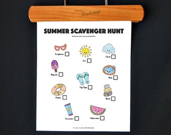 Summer Scavenger Hunt • Printable Kids Games • Summer Neighborhood Walk Outdoors Scavenger Hunt • Outdoor Family Fun • Elementaty Kids Games