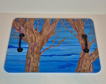 painted bamboo tray of a tree