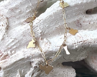 Hawaiian Islands Charms Bracelet | 14K gold filled or Sterling Silver