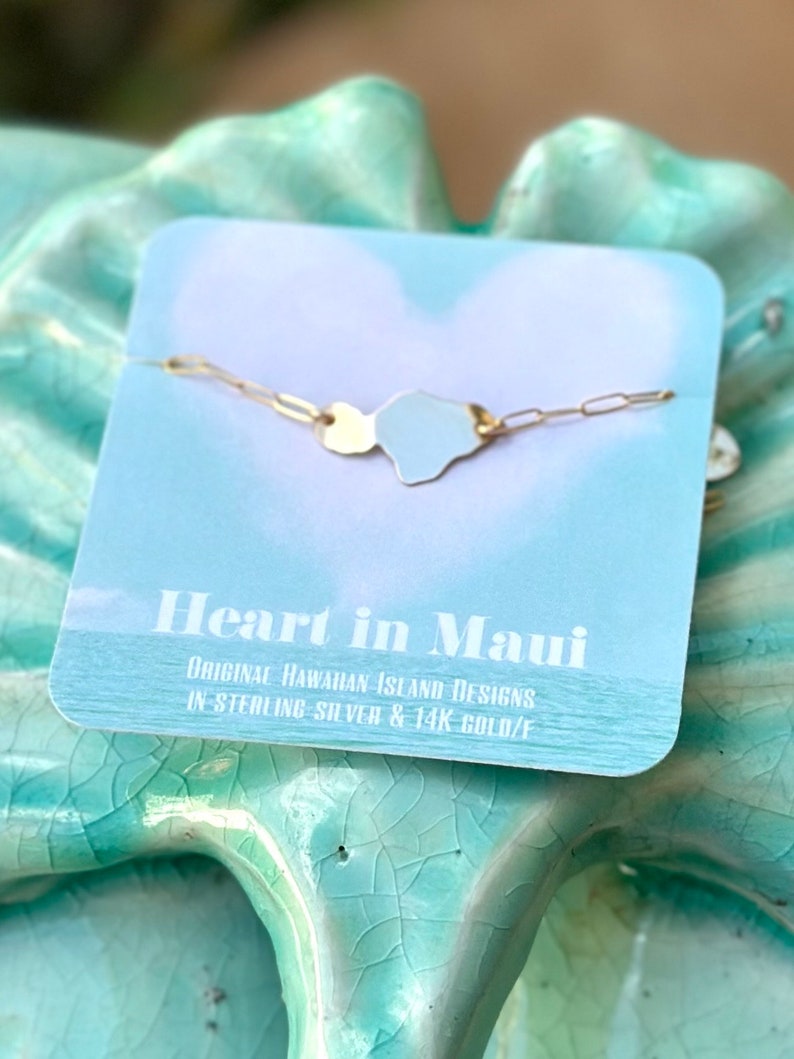 Maui Midi Bracelet-Maui or Heart in Maui Island Paperclip Bracelet in sterling silver or 14kgf image 9