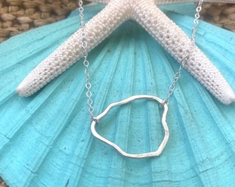 Kauai Outline Necklace •sterling silver or 14K gf