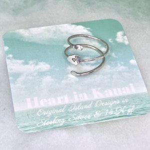 Kauai Adjustable Island Ring - Heart in Kauai -Sterling Silver or 14kgf