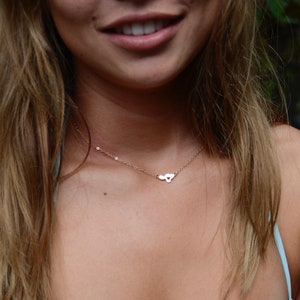 Heart in Maui Dainty Island Necklace • 14K gf or sterling • Small Maui Island Necklace-Perfect Maui Gift
