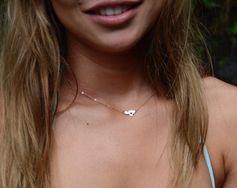 Heart in Maui Dainty Necklace • 14K gf or sterling • Hawaiian Island Necklace by Sparrow Seas