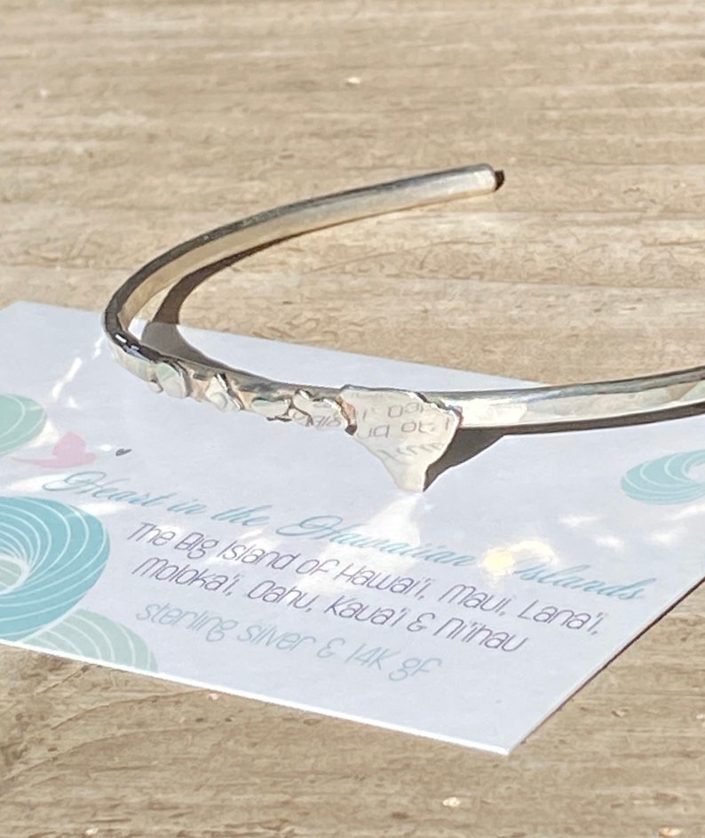 Hawaiian Islands Cuff Bracelet in sterling silver OR 14k GF image 3