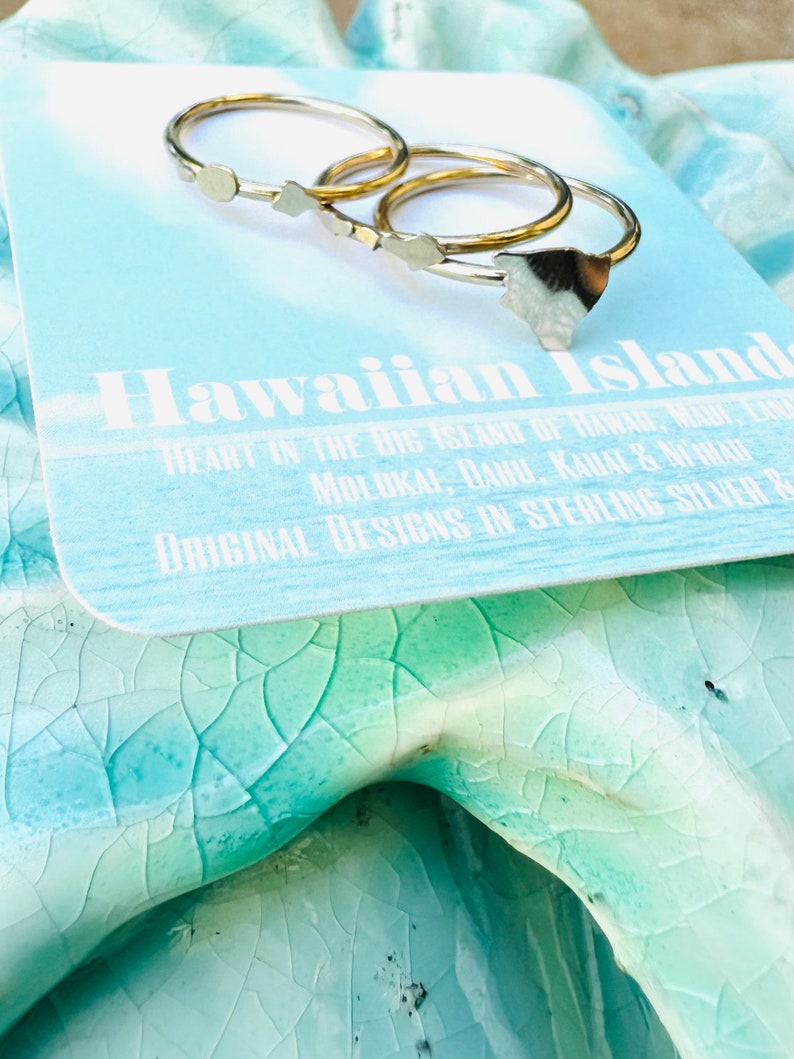 Hawaiian Islands Stacking Ring Set-Big Island, Maui, Lanai, Molokai, Oahu, Kauai and Niihau in Sterling Silver or 14K Gold/F image 5