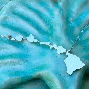 Hawaii State Necklace official Miss Hawaii USA 14kgf or Sterling Silver Original Hawaiian Islands Necklace image 1