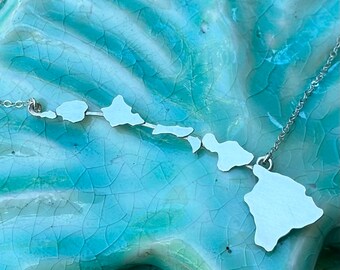 Hawaii State Necklace• official Miss Hawaii USA- 14kgf or Sterling Silver Original Hawaiian Islands Necklace