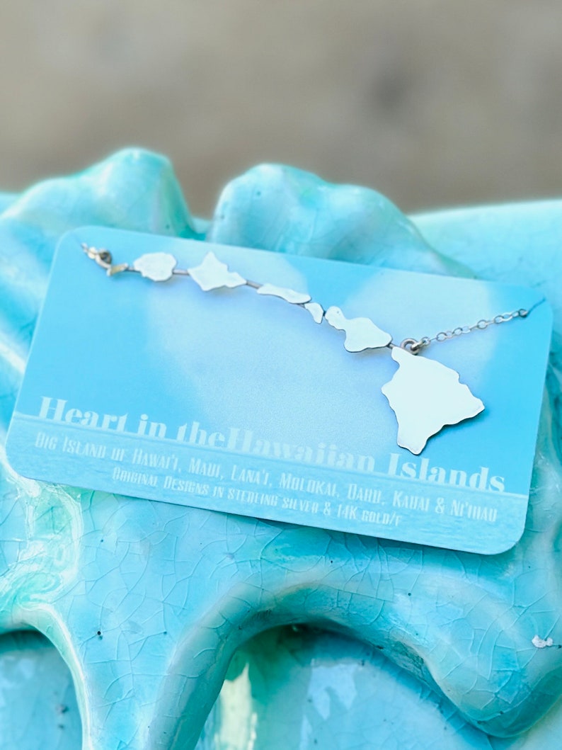 Hawaii State Necklace official Miss Hawaii USA 14kgf or Sterling Silver Original Hawaiian Islands Necklace image 2