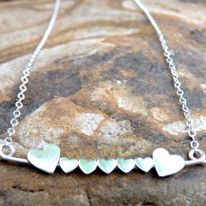 Family of Seven, Sterling Silver or 14kgf Heart Necklace