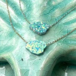 Kauai Ocean Opal Hawaiian Island Necklace Sterling Silver or 14kgf image 2