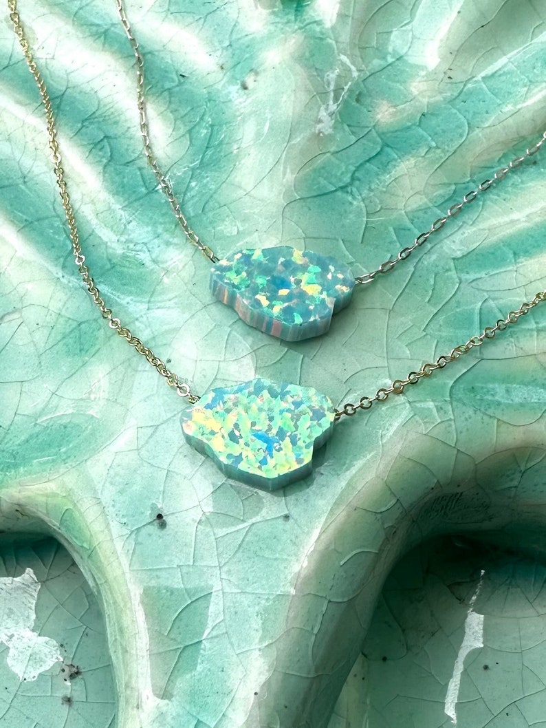 Kauai Ocean Opal Hawaiian Island Necklace Sterling Silver or 14kgf image 2