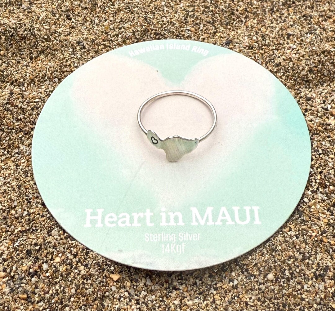 Heart in Lahaina, Maui Dainty Island Ring-sterling Silver or 14kgf- or ...