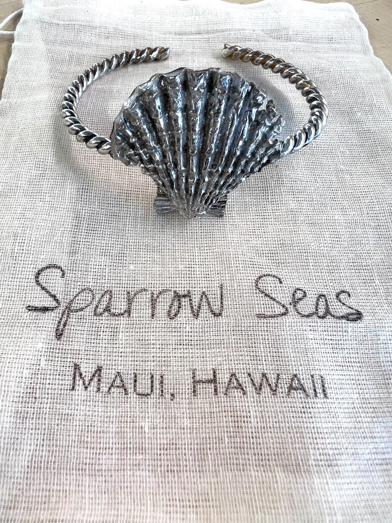 SunriseShell Original Piece Sterling Silver Cuff Bracelet by Sparrow Seas, Hawaii image 2