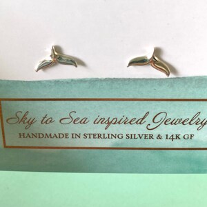 Whale Tail Drop Hook Earrings in Sterling Silver, Silver or Gold or