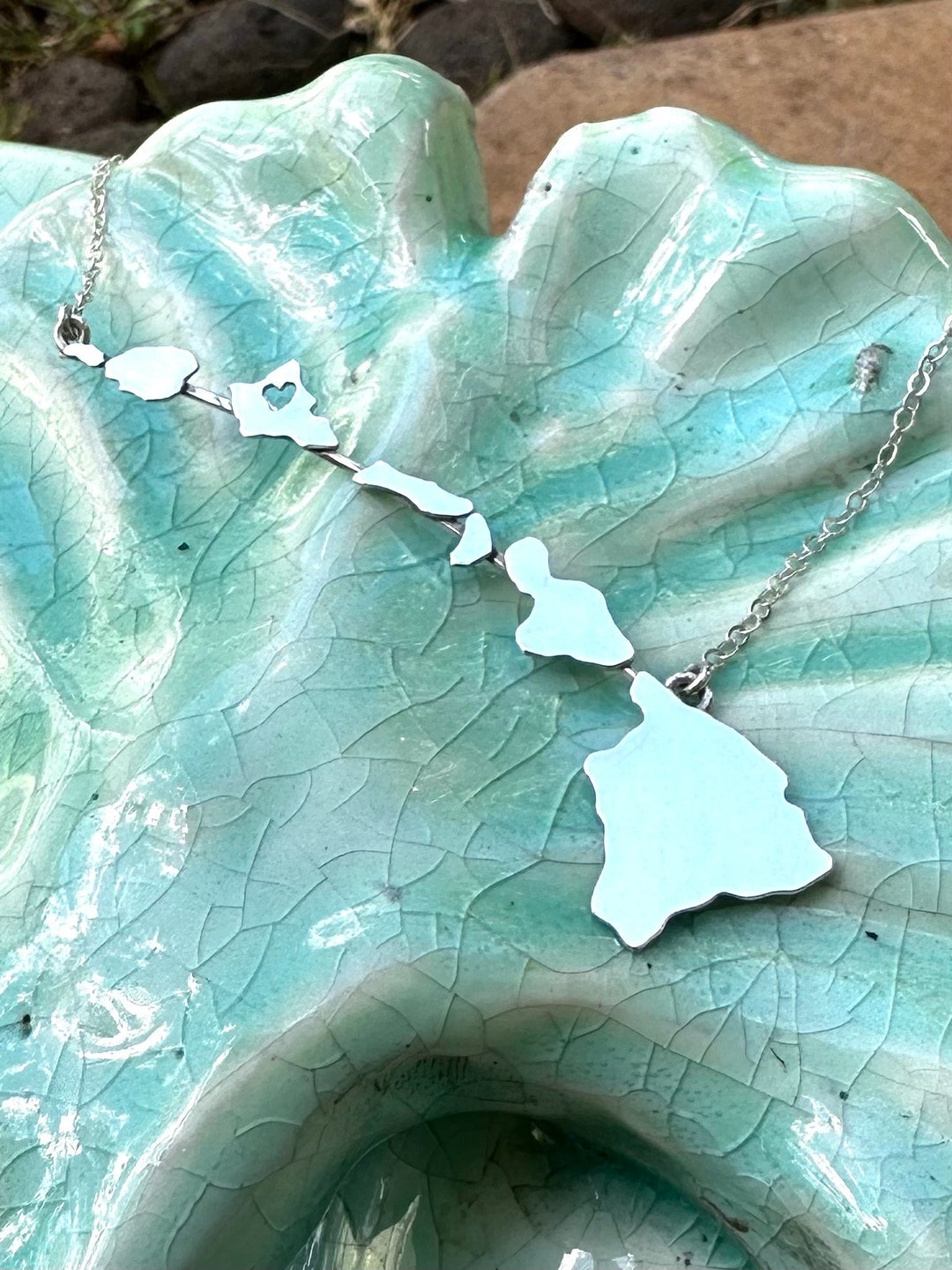 Heart in Oahu Hawaiian Islands Necklace-sterling Silver or 14kgf - Etsy