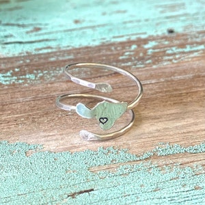 Maui Adjustable Island Ring - Heart in Maui -Sterling Silver or 14kgf