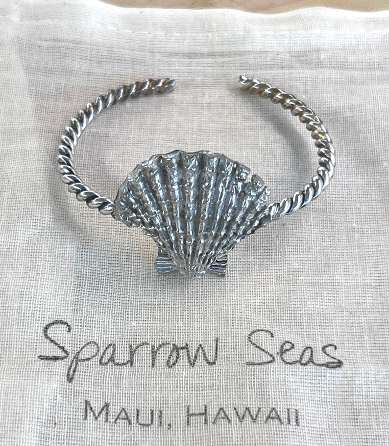 SunriseShell Original Piece Sterling Silver Cuff Bracelet by Sparrow Seas, Hawaii image 1