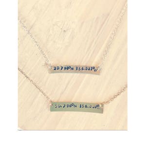 Hawaiian Island Coordinates  Bar Necklaces