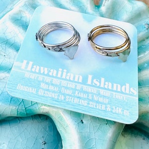 Hawaiian Islands Stacking Ring Set-Big Island, Maui, Lanai, Molokai, Oahu, Kauai and Niihau in Sterling Silver or 14K Gold/F image 9