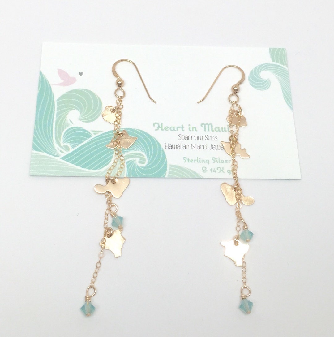 Hawaiian Island Earrings 14K Gf or Sterling Silver Handmade - Etsy