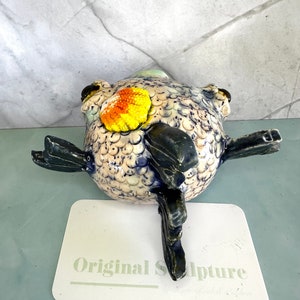 Northern Lights Sunrise Shell Maui Puffer Original Ceramic Sculpture that makes you smile one of a kind image 6