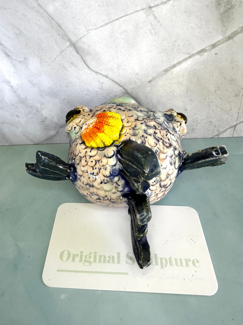 Northern Lights Sunrise Shell Maui Puffer Original Ceramic Sculpture that makes you smile one of a kind image 6