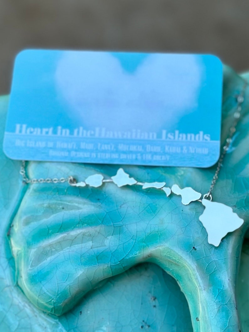 Hawaii State Necklace official Miss Hawaii USA 14kgf or Sterling Silver Original Hawaiian Islands Necklace image 9