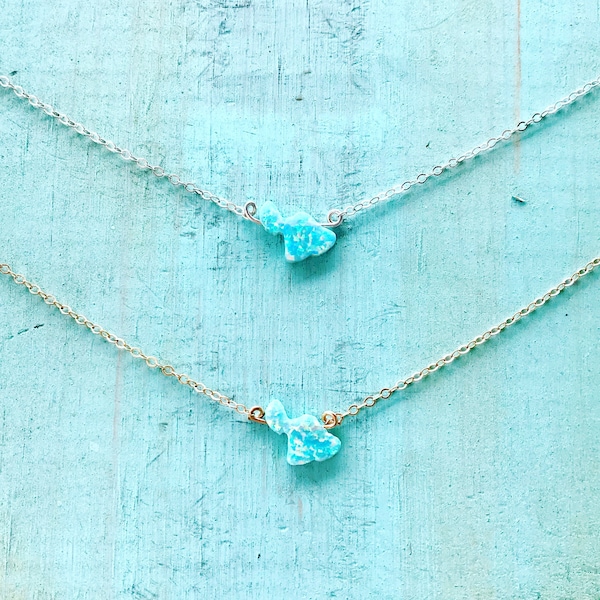 Maui Ocean Opal Necklace made in sterling silver or 14kgf