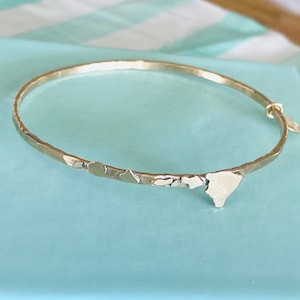 Hawaiian Islands Bangle Dainty Islands Bracelet in 14Kgf or Sterling Silver image 1