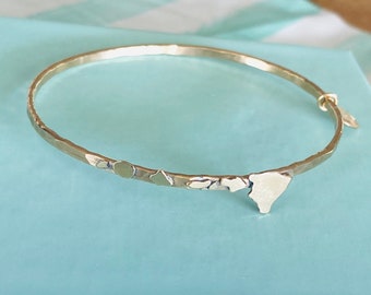 Hawaiian Islands Bangle - Dainty Islands Bracelet in 14Kgf or Sterling Silver