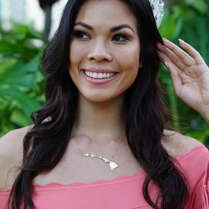Hawaii State Necklace official Miss Hawaii USA 14kgf or Sterling Silver Original Hawaiian Islands Necklace image 6