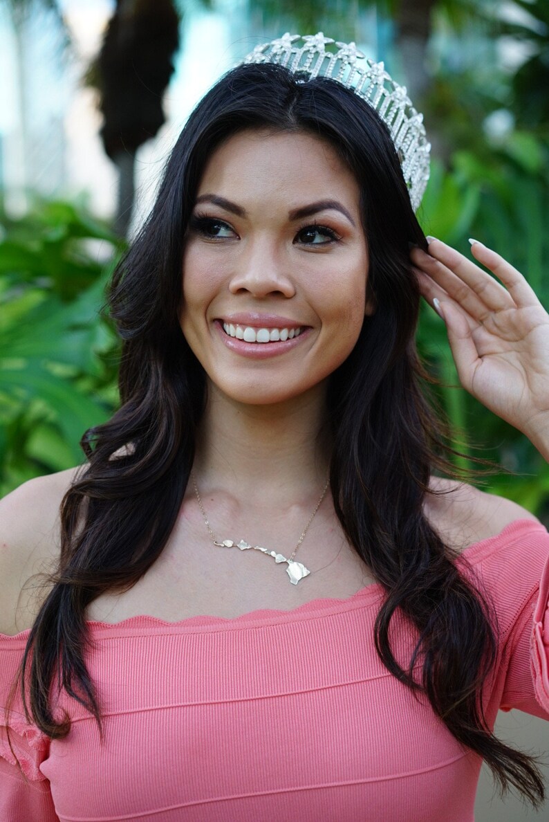 Hawaii State Necklace official Miss Hawaii USA 14kgf or Sterling Silver Original Hawaiian Islands Necklace image 6