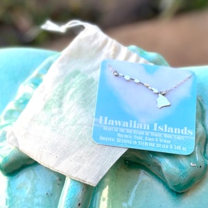 Dainty Hawaiian Islands Necklace Sterling Silver & 14K gf Big island of Hawaii, Maui, Lanai, Molokai, Oahu, Kauai and Niihau image 5