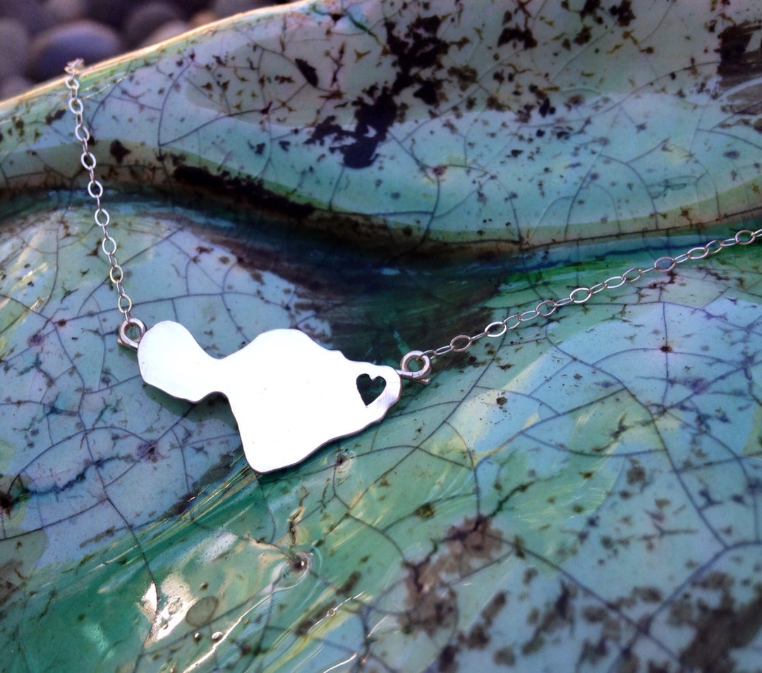 Heart in Hana, Maui Necklace, Sterling Silver Hawaiian Island Handmade ...