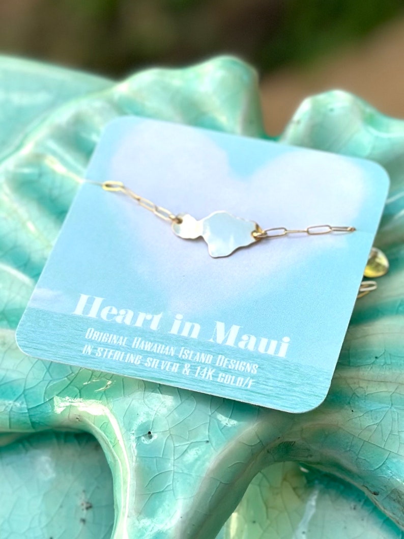 Maui Midi Bracelet-Maui or Heart in Maui Island Paperclip Bracelet in sterling silver or 14kgf image 10