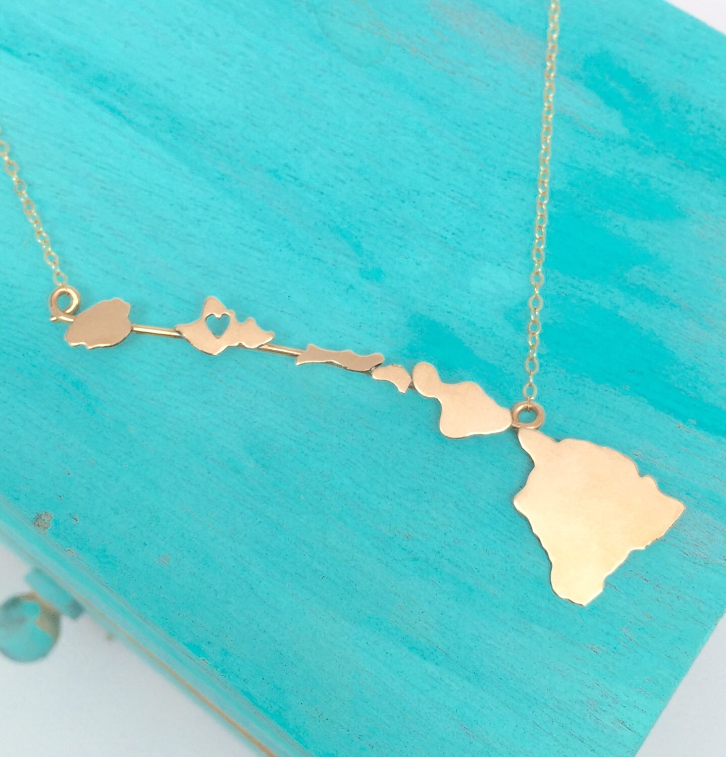 Heart in Oahu Hawaiian Islands Necklace Etsy