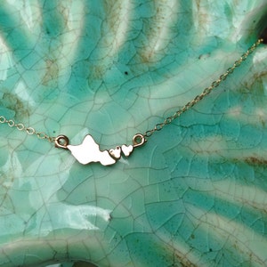 Oahu Island Necklace - In love on the Island of Oahu  Sterling Silver or 14Kgf Necklace- The perfect Oahu Gift