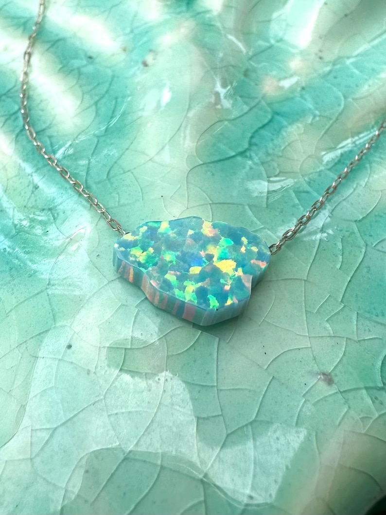 Kauai Ocean Opal Hawaiian Island Necklace Sterling Silver or 14kgf image 3