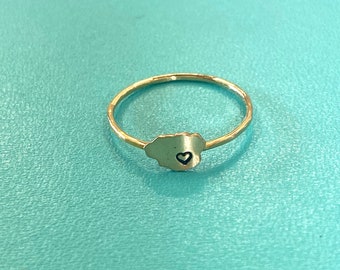 Kauai Heart Ring • Hawaiian Island Ring • Made to any size in sterling silver OR 14kgf