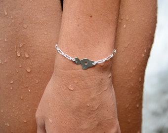 Maui Midi Bracelet-Maui or Heart in Maui Island Paperclip Bracelet in sterling silver or 14kgf