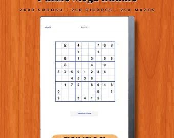 2000 Sudoku + 250 Picross + 250 Labyrinthe Mega-Bundle für reMarkable 2 Paper Pro