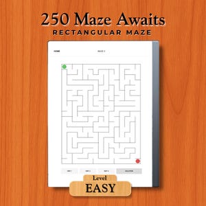 250 Easy Rectangular Mazes for reMarkable 2 | Relaxing Maze Puzzles PDF E-Ink