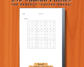 250 średnich sudoku dla reMarkable 2 | Interaktywne łamigłówki liczbowe w formacie PDF na tablecie E-Ink